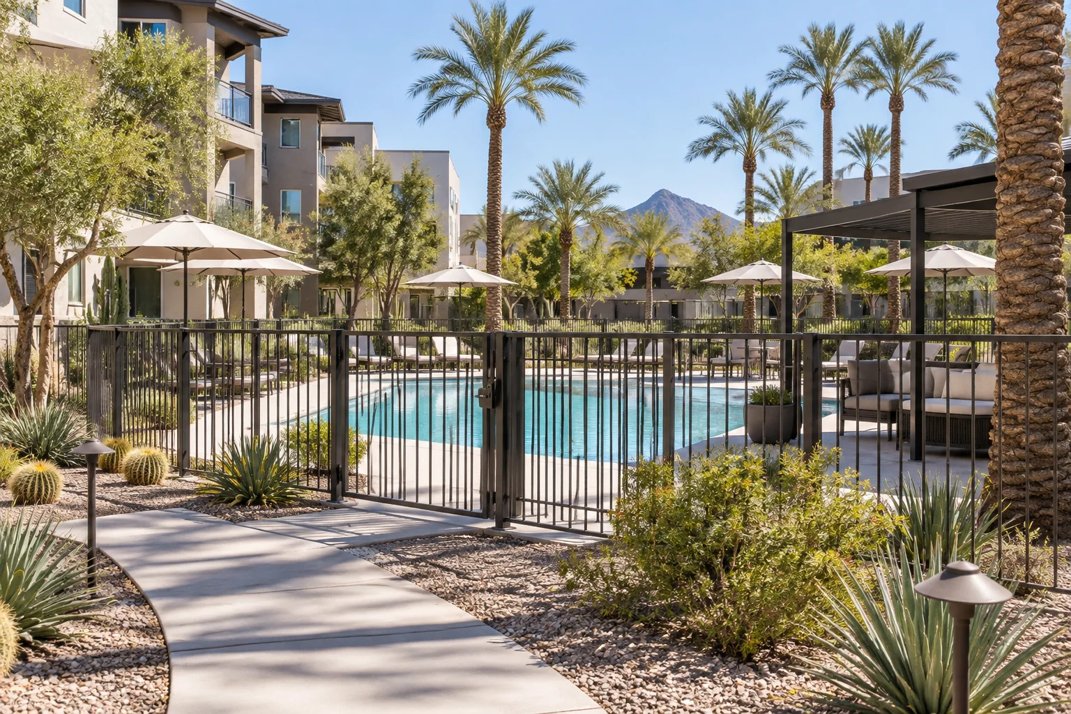 Scottsdale apartment complex pool and courtyard representing landlord, property manager and HOA liability