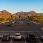 Wide Phoenix metro intersection at golden hour representing the arizona car accident statute of limitations and filing deadlines in Arizona