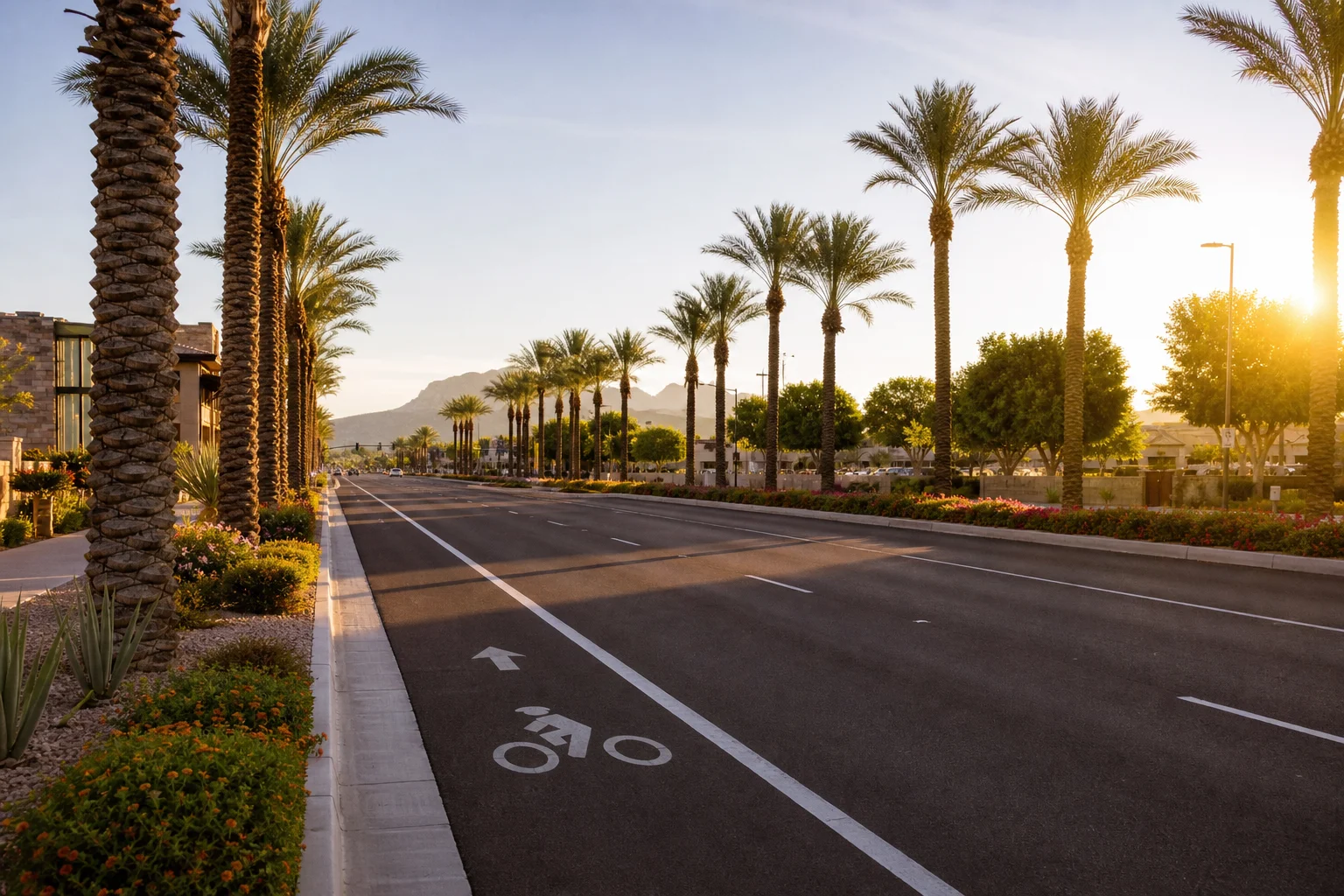Scottsdale roadway bicycle lane representing bicycle accident claims in Scottsdale handled by Valley Accident Law