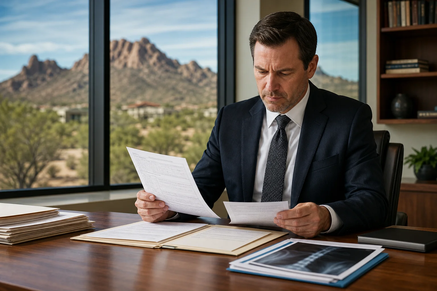 Valley Accident Law | Do I Need a Lawyer for a Minor or Moderate Injury in Arizona Arizona personal injury attorney reviewing a minor car accident injury case at a Scottsdale law office