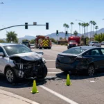 Phoenix metro car accident scene representing what an injury claim is worth in Arizona and what drives the number