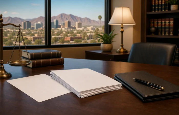 Insurance settlement paperwork on a Scottsdale attorney’s desk after an adjuster says your health plan already paid Insurance settlement paperwork on a Scottsdale attorney's desk after an adjuster says your health plan already paid