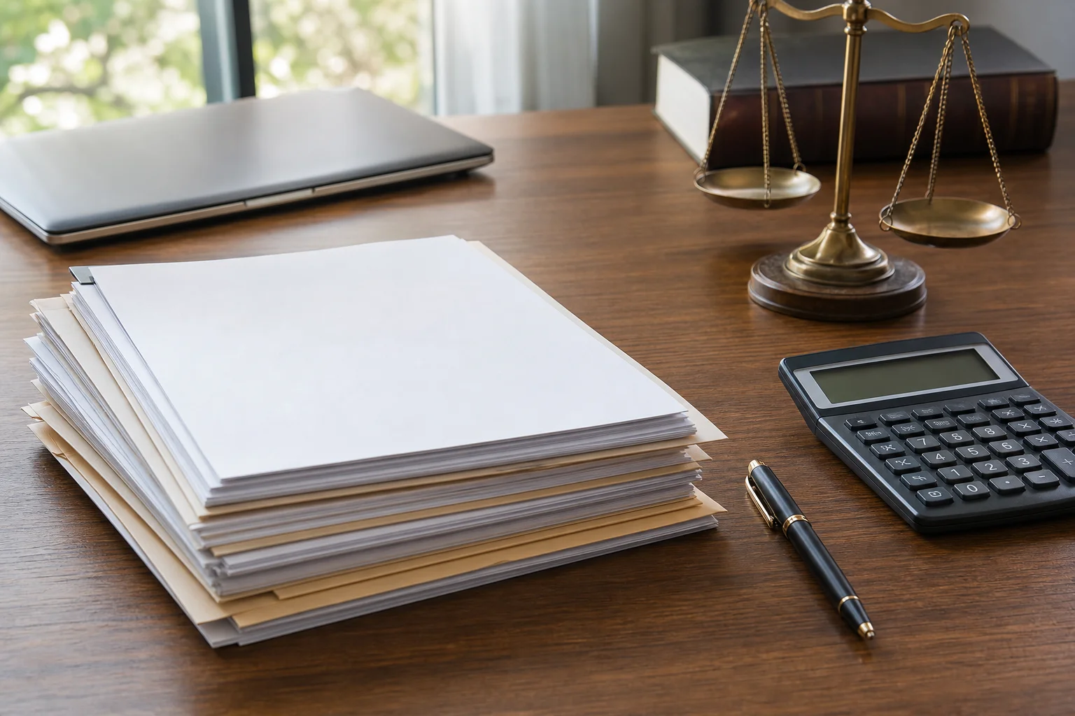 Valley Accident Law | What You Actually Owe If Your Arizona Injury Case Does Not Win: Costs vs Fees Itemized case cost documents and a calculator on an attorney's desk in Arizona