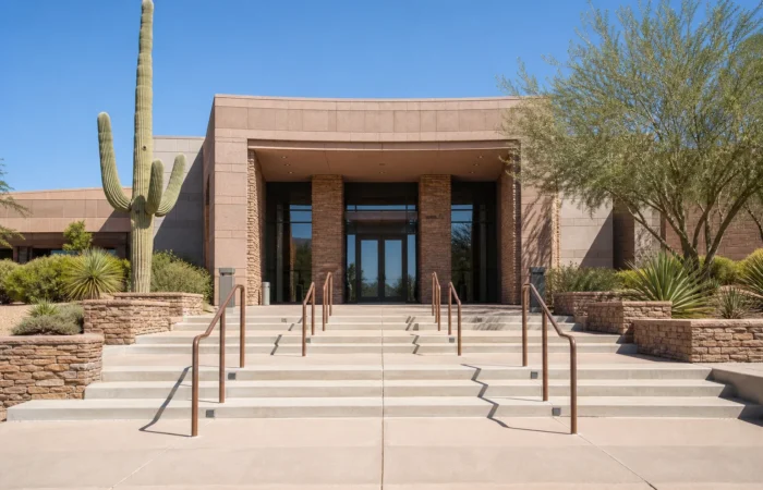 Arizona courthouse steps representing the choice between small claims court or an injury claim after a minor crash Arizona courthouse steps representing the choice between small claims court or an injury claim after a minor crash